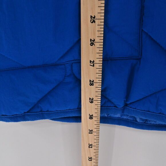 ZARA Jacket Womens Size M Cobalt Blue Quilted Oversized Collarless Utility Retro - Picture 9 of 13